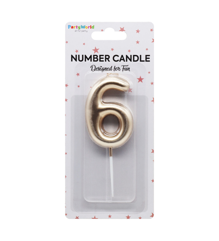 Dortová svíčka číslo 6 - rosegold