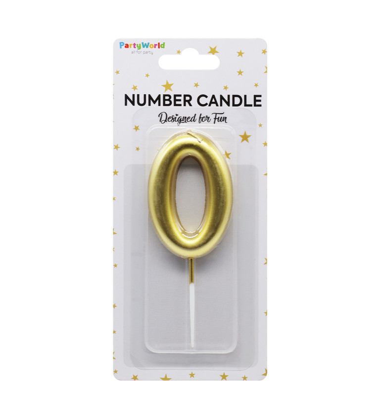 Dortová svíčka číslo 0 - zlatá
