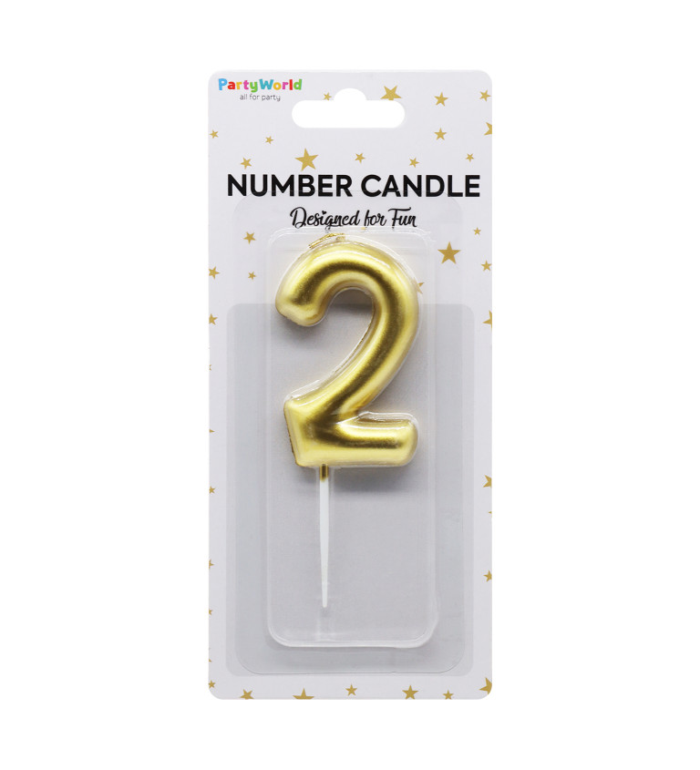 Dortová svíčka číslo 2 - zlatá