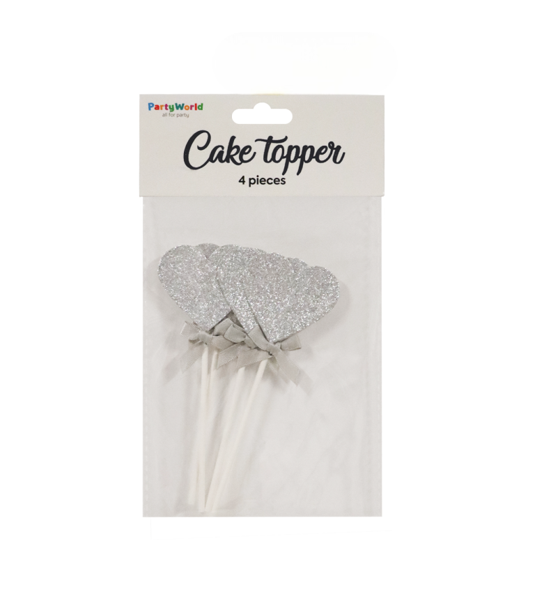 Zápich do dortu srdce - stříbrná