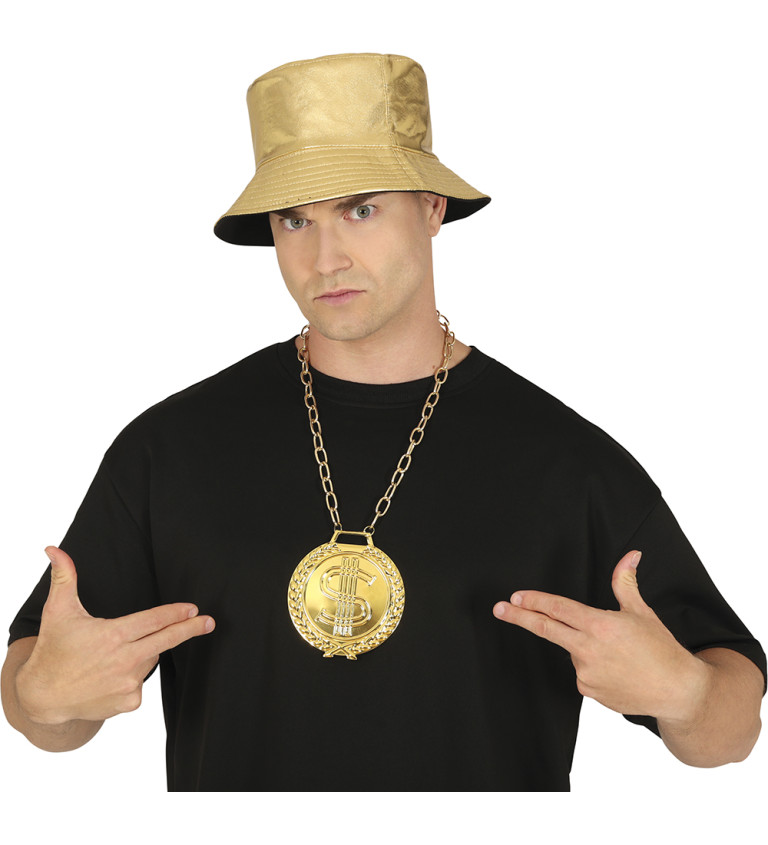 Zlatý kovový náhrdelník - s dolarem,