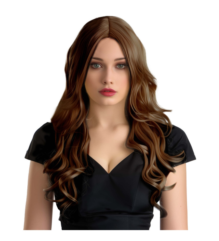 Paruka - vlnitá Hollywood, hnědá