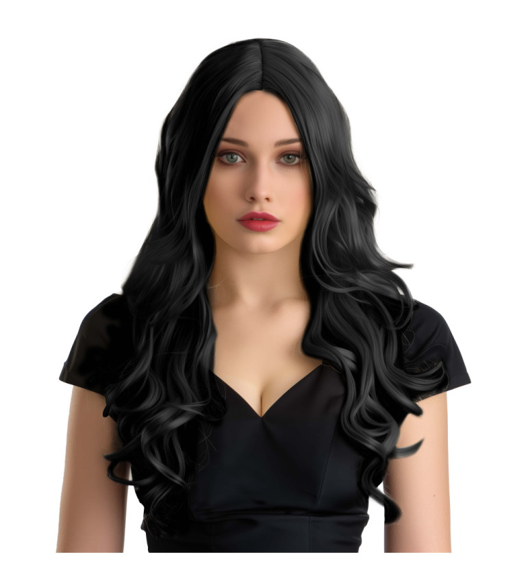 Paruka - vlnitá Hollywood, černá