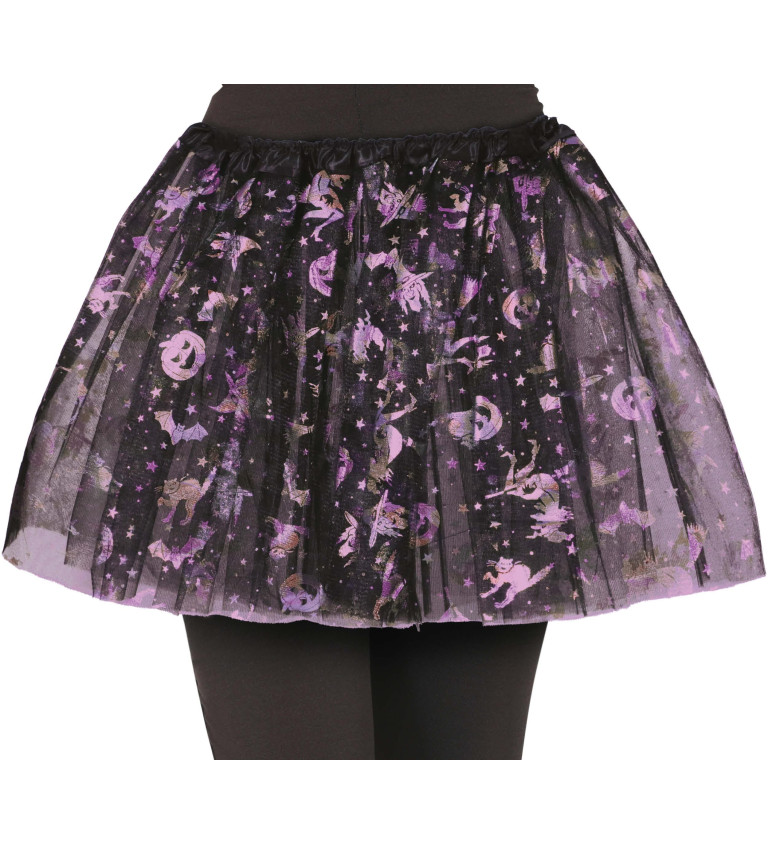 Černo-fialová halloween tylová sukně
