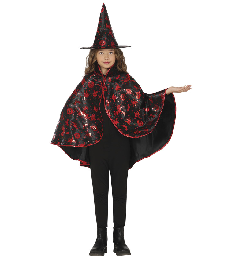 Sada - čarodějnice černo-červená pro děti