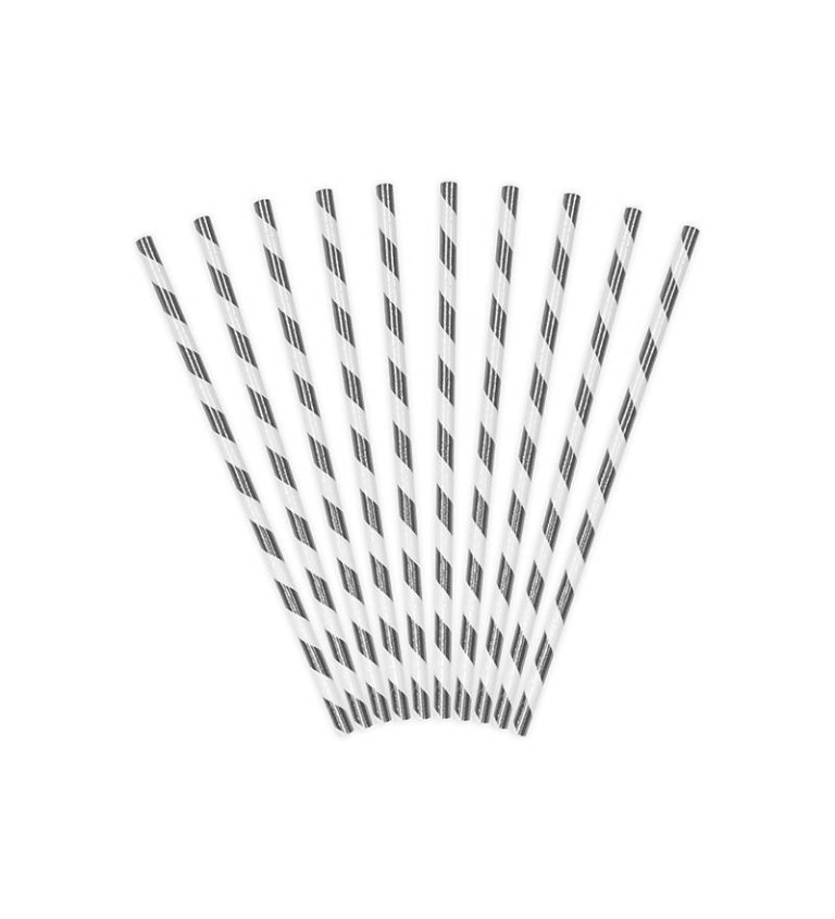 Brčka papírová se stříbrnými proužky - lesklá