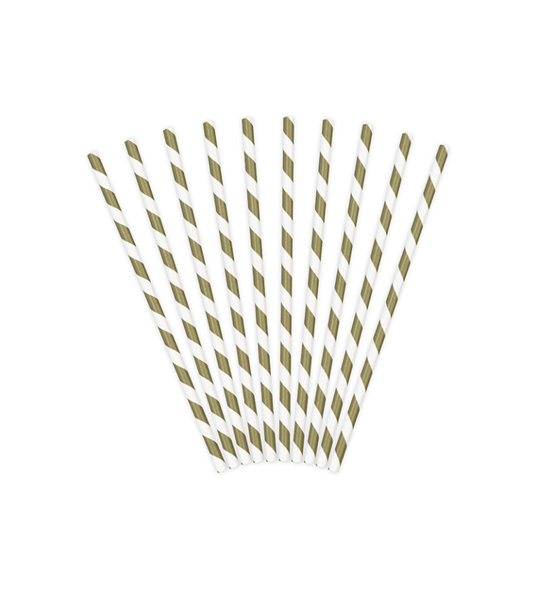 Brčka papírová se zlatými proužky - matná