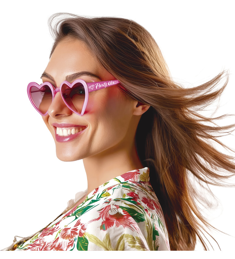 Sluneční brýle - růžová srdíčka "Party girls"