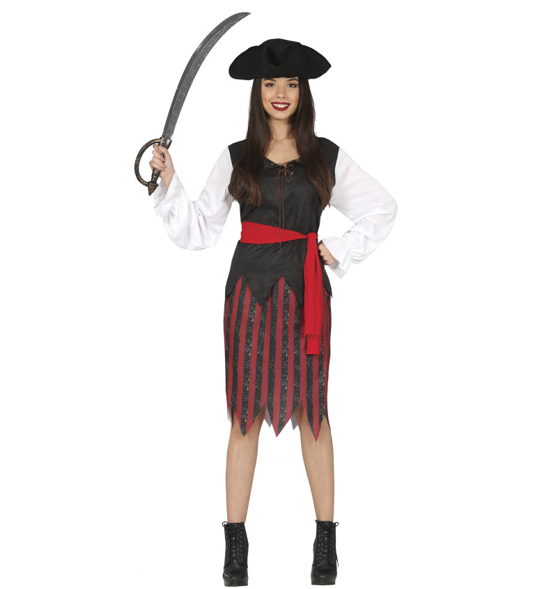 Dámský kostým - Pirátka s pruhovanou sukní