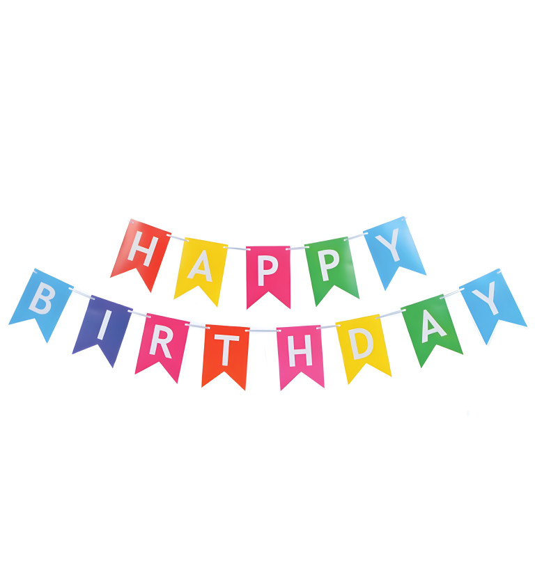 Girlanda vlajky - "Happy birthday" Barevná