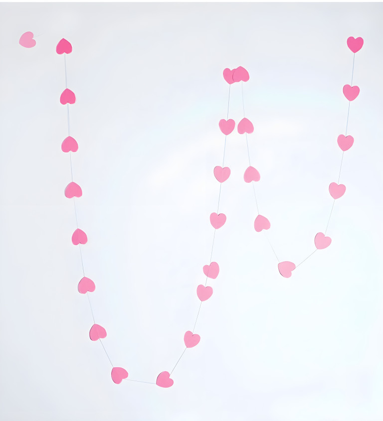 Girlanda srdce - Růžová