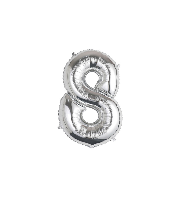 Fóliový balónek - číslo 8 stříbrné