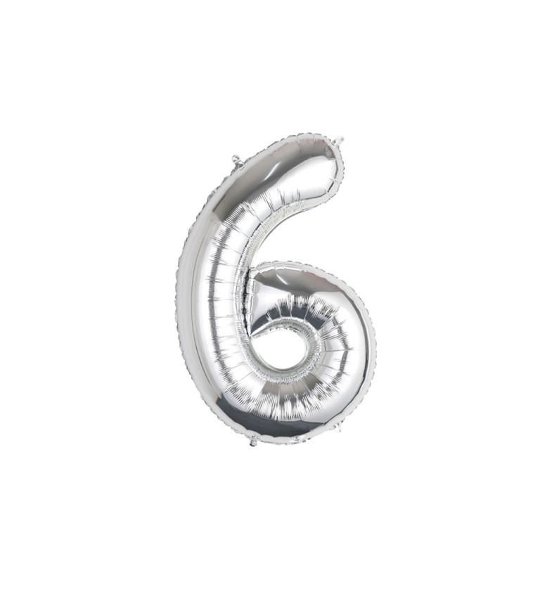 Fóliový balónek - číslo 6 stříbrné