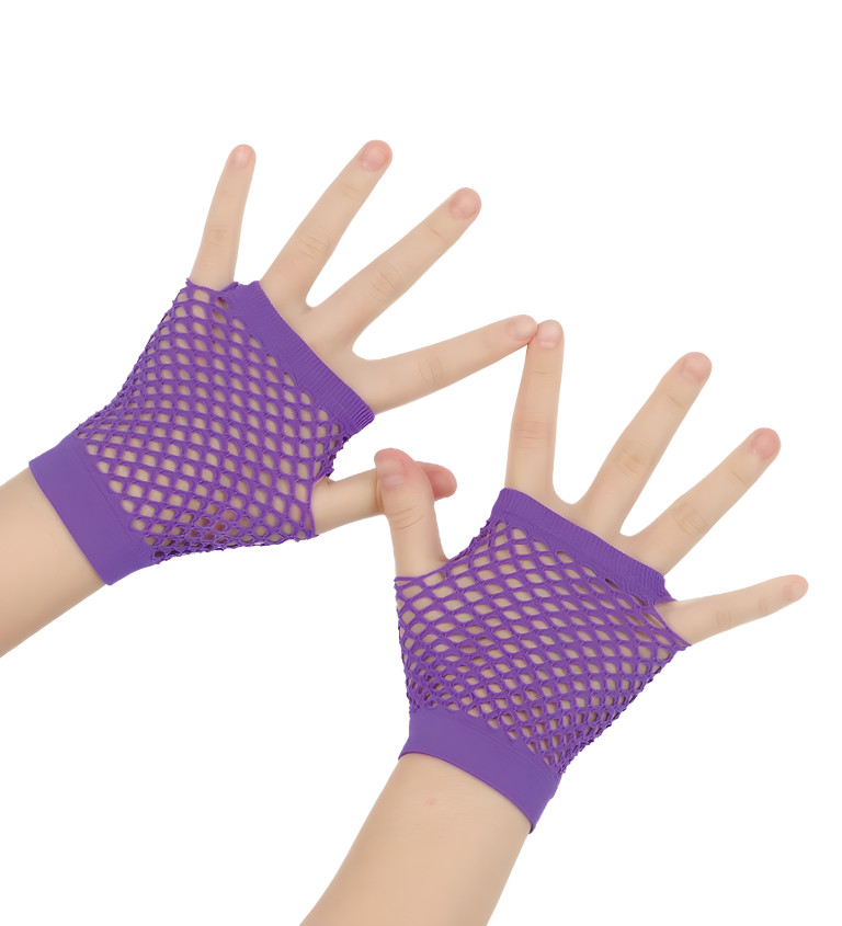 Krátké síťované rukavice - fialové