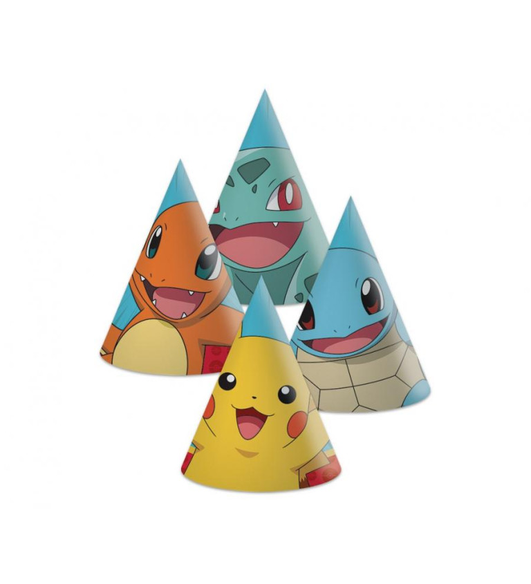 Papírové čepice - Pokémon, 6 ks